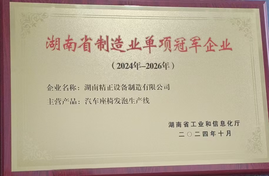 公司榮獲“湖南省制造業單項冠軍企業”
